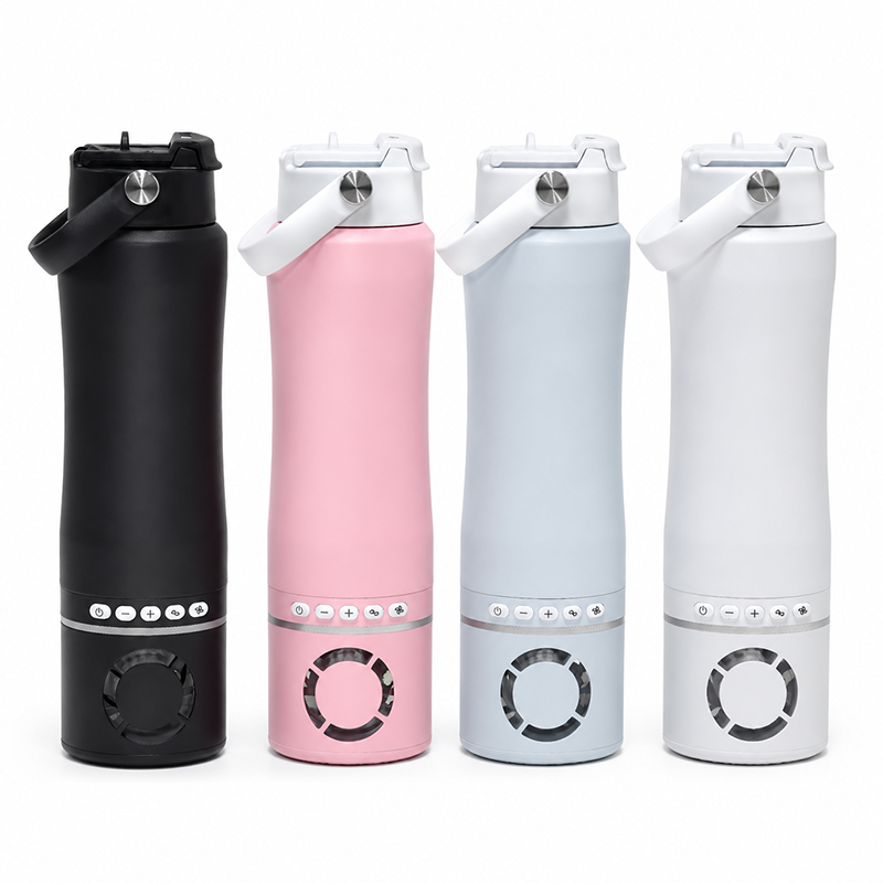 2-in-1 Cooling Fan Water Bottle 18oz – Portable Insulated Tumbler with Detachable Rechargeable Fan