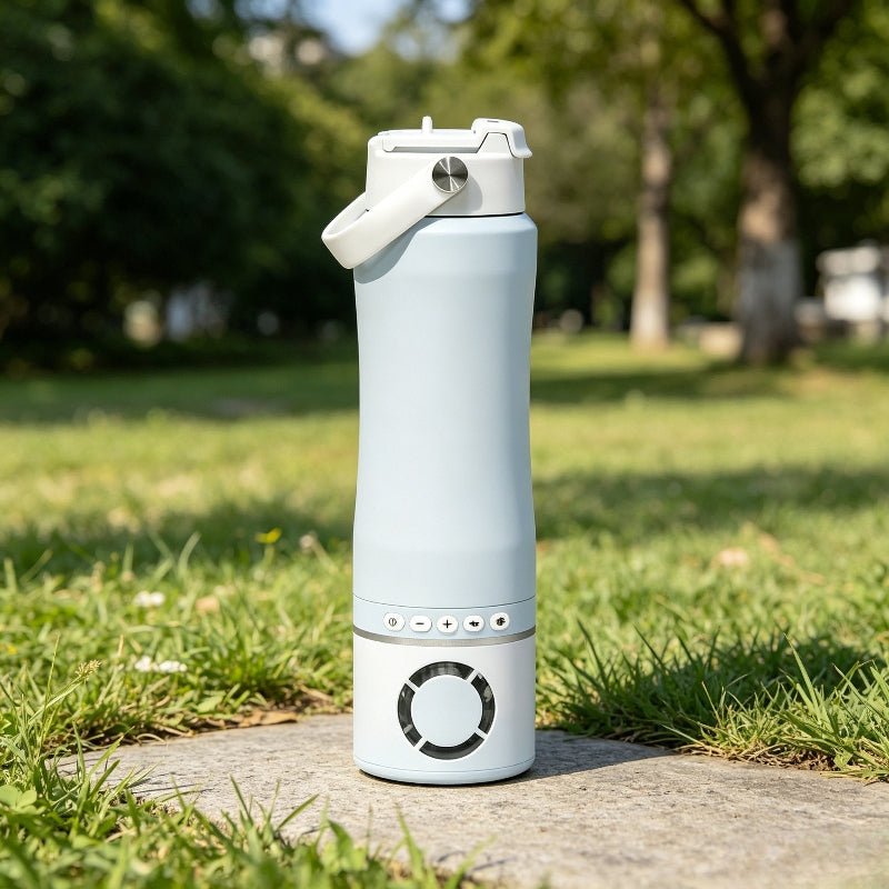 2-in-1 Cooling Fan Water Bottle 18oz – Portable Insulated Tumbler with Detachable Rechargeable Fan